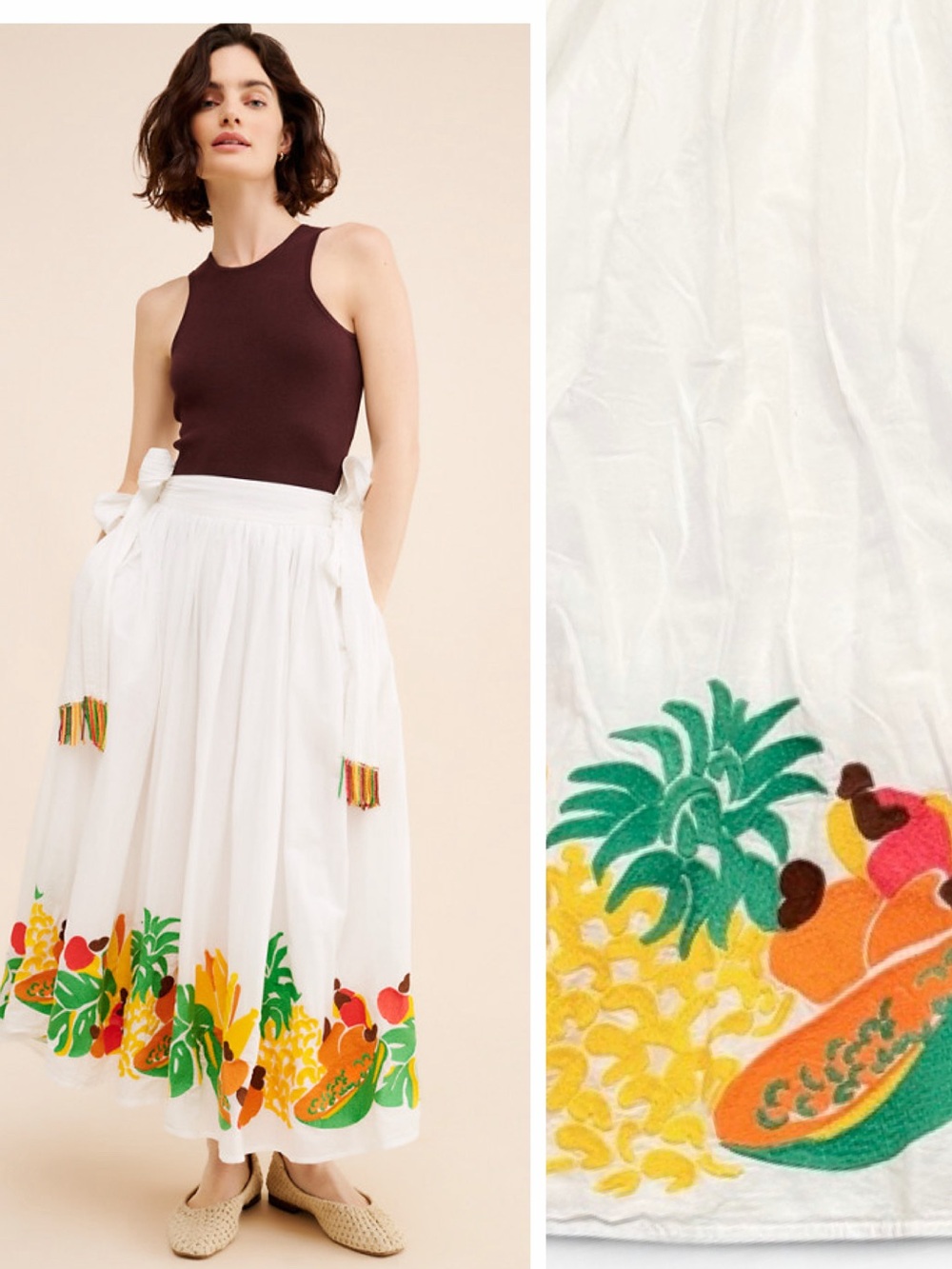 FARM RIO Embroidered Fruits Skirt Women’s XS